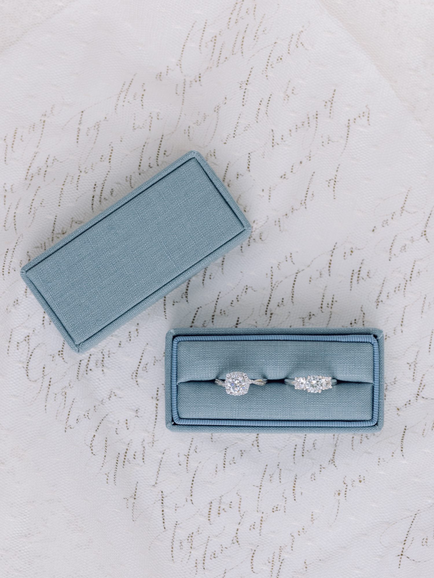 Rectangle Heritage Collection - Single Slot Jewelry Box - Dusty Blue Linen image