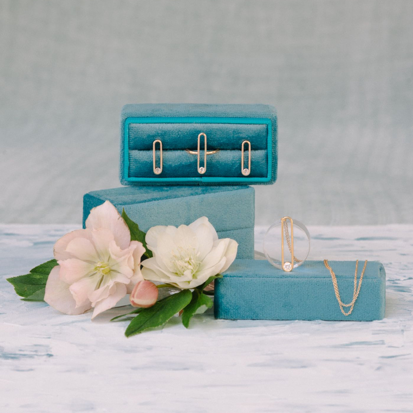 Rectangle Velvet Single Slot Ring Box