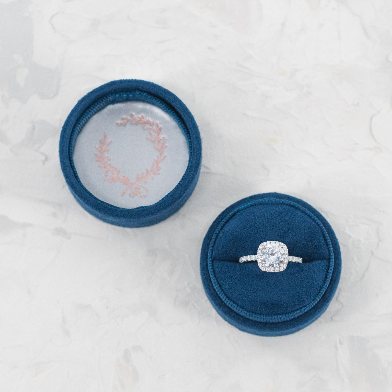 Circle Suede Ring Box - Starry Night Navy Blue image