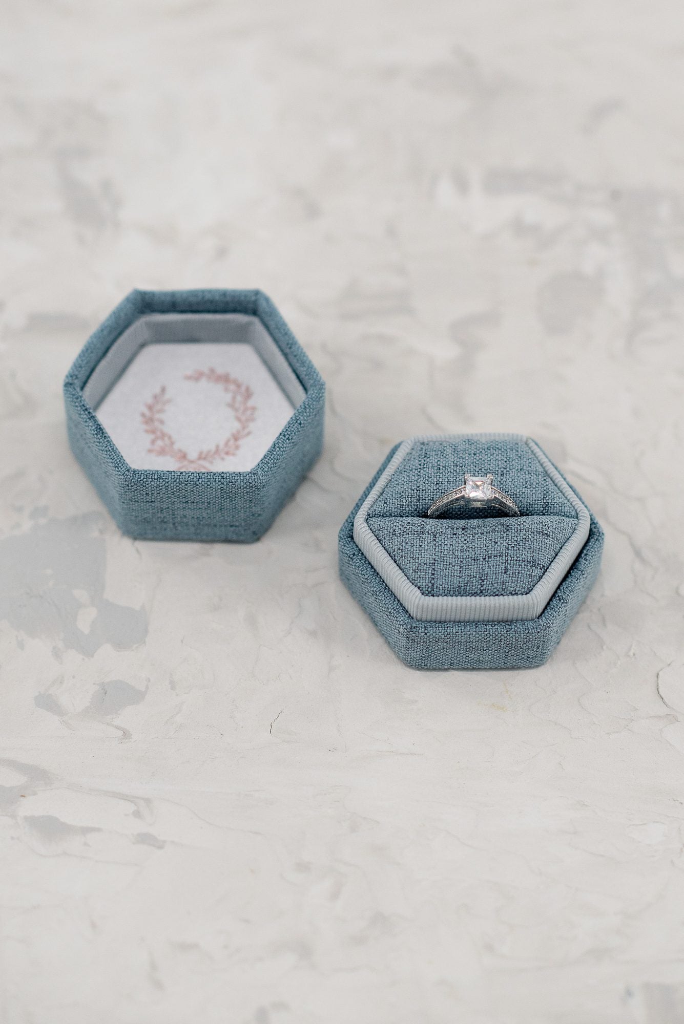 Hexagon Linen Ring Box image 3