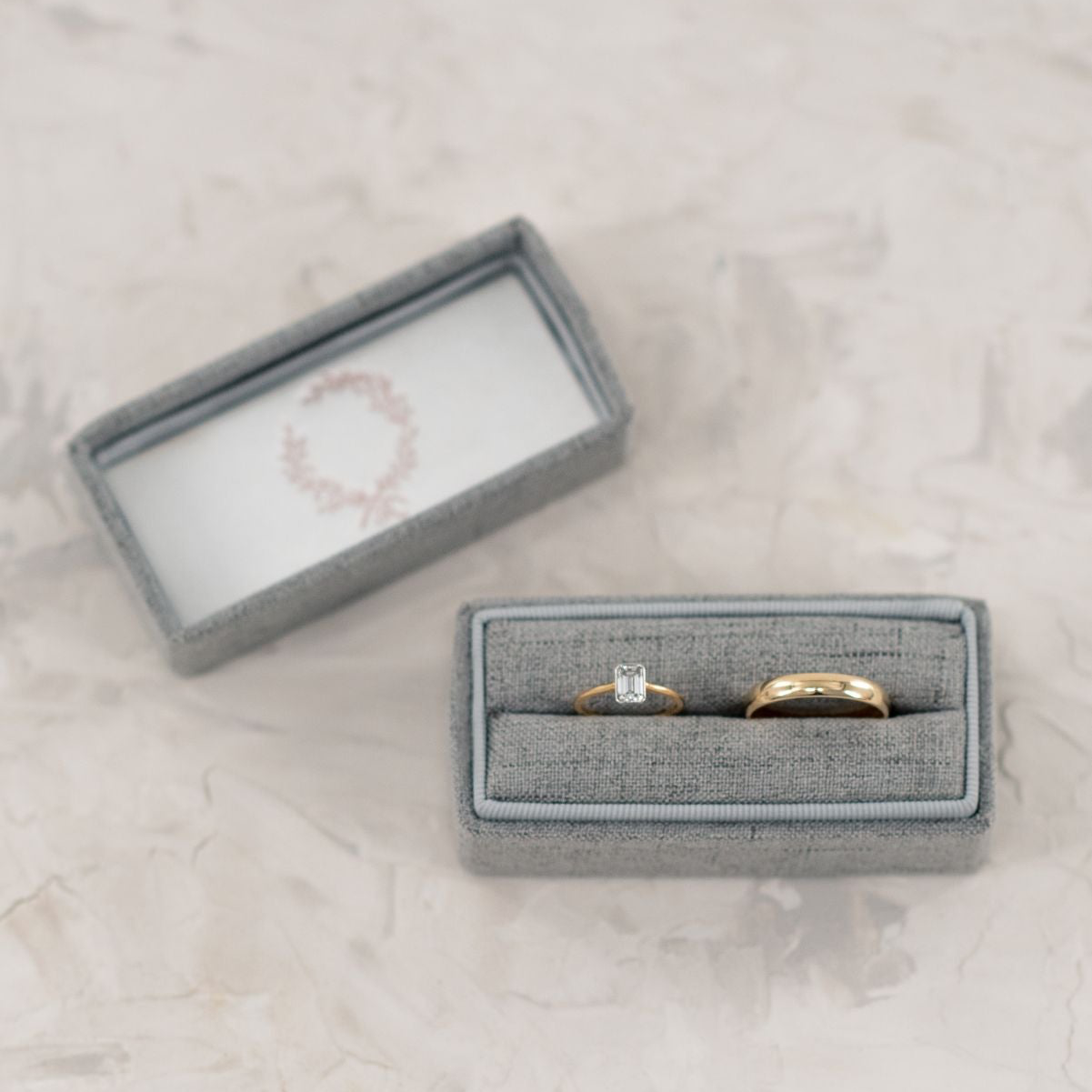 Rectangle Linen Single Slot Ring Box