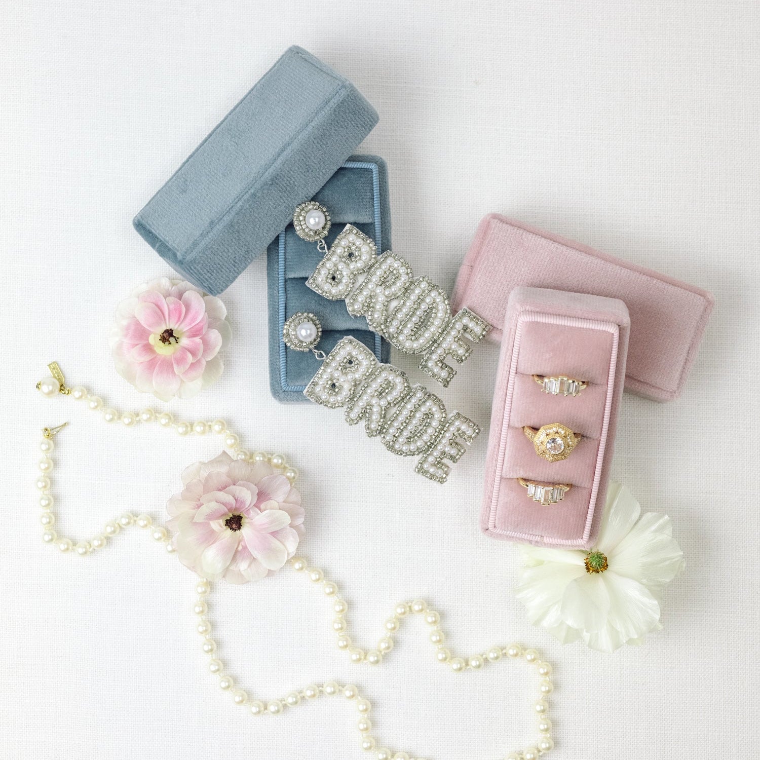 Rectangle Velvet 3 Slot Ring Box