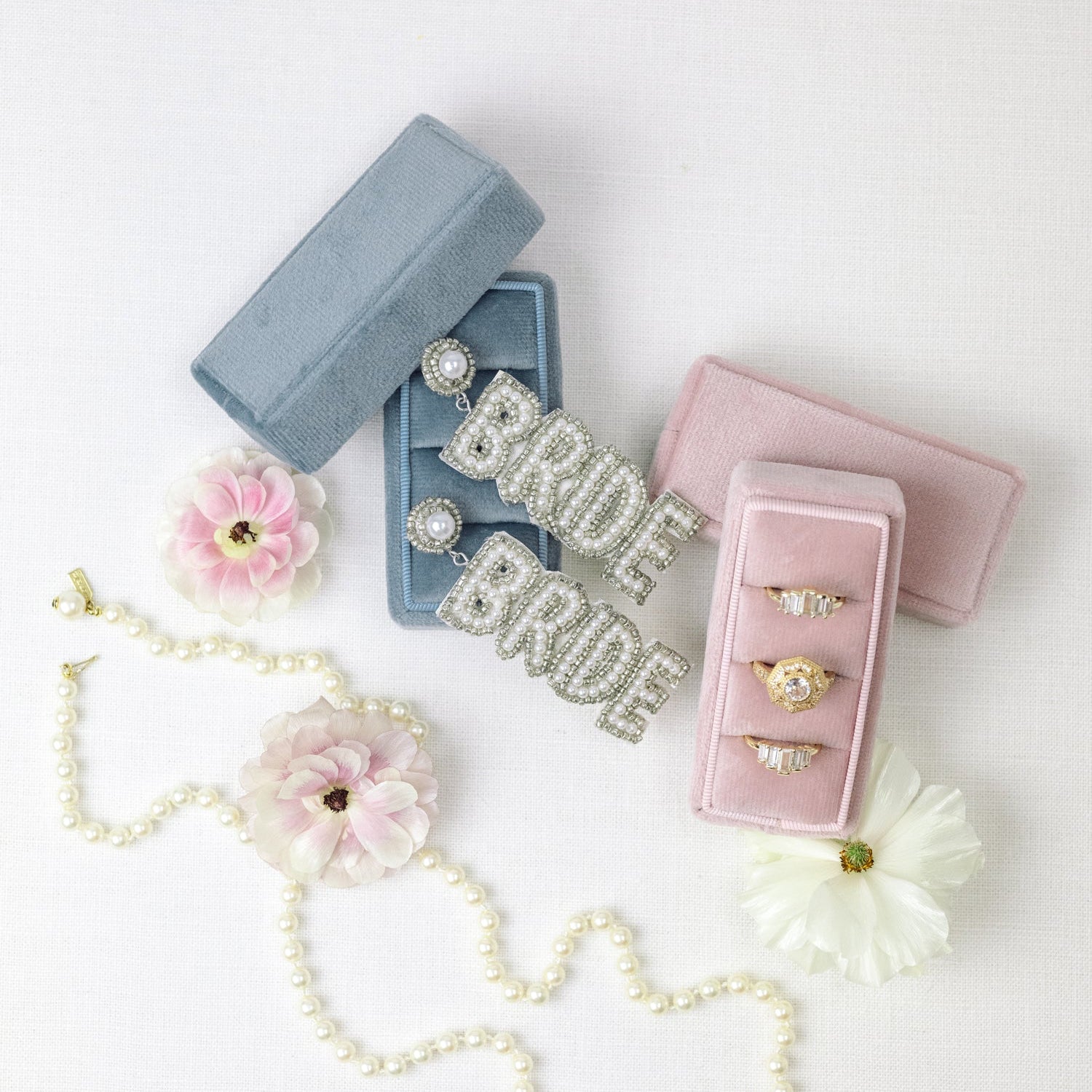 Rectangle Velvet 3 Slot Ring Box