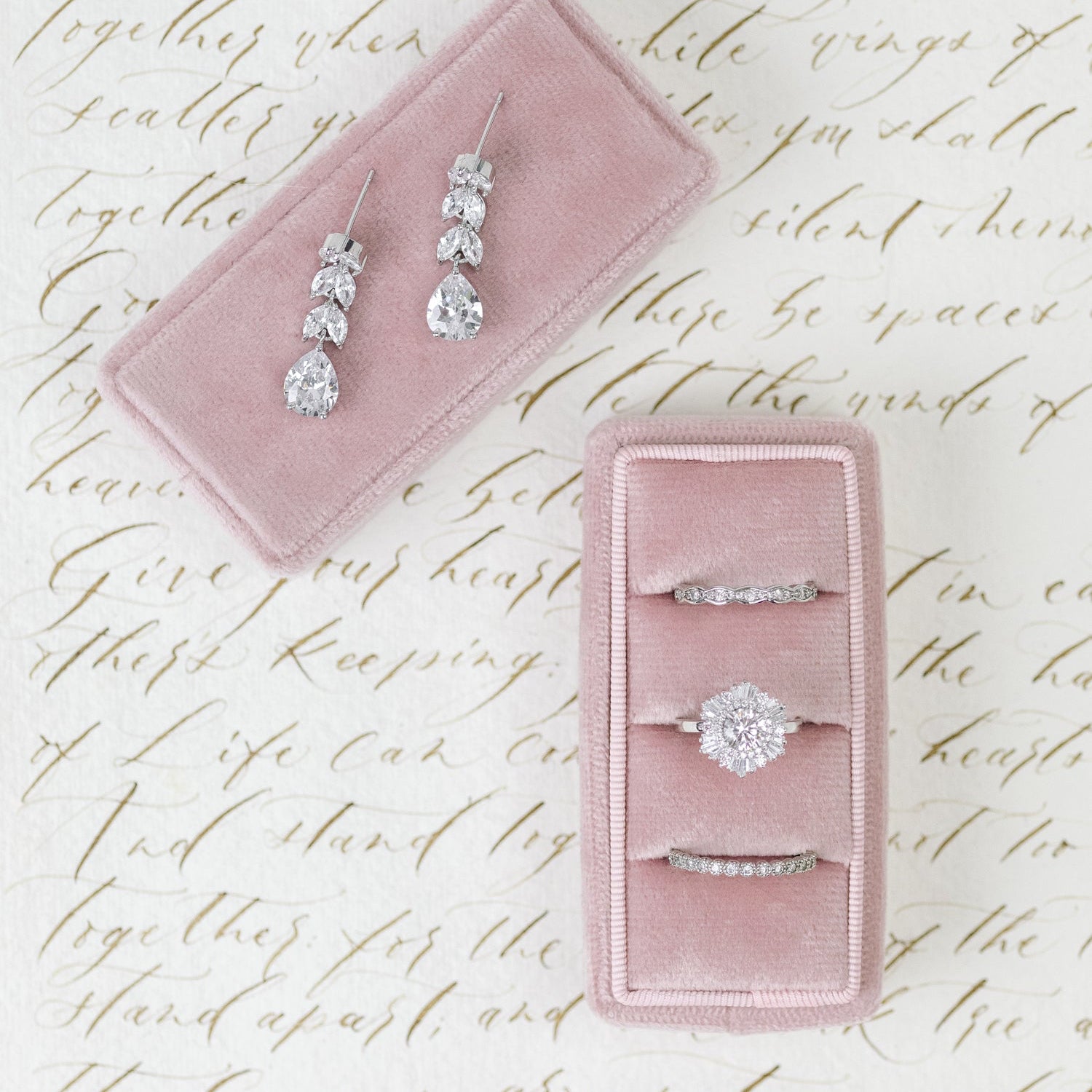 Rectangle Velvet 3 Slot Ring Box