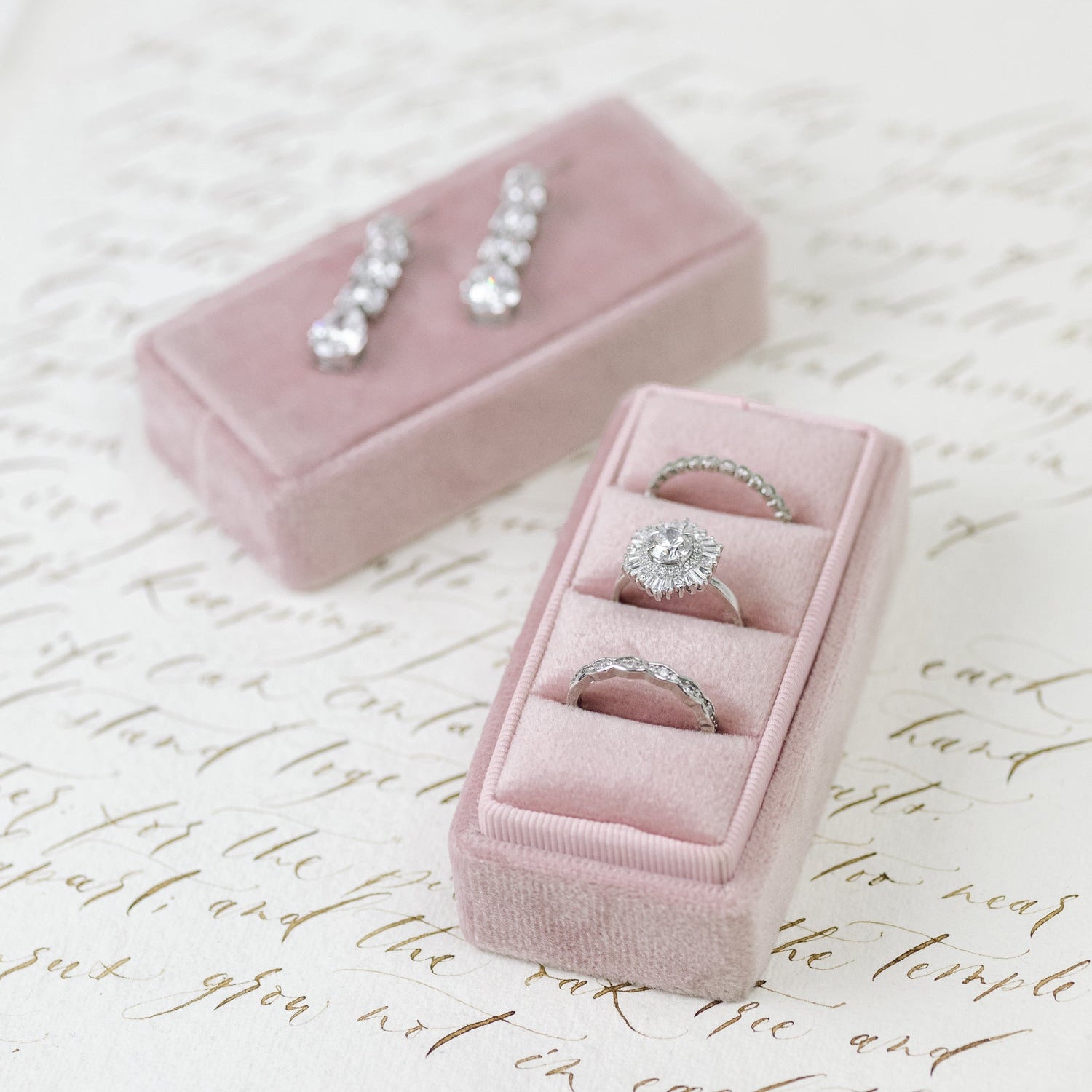 Rectangle Velvet 3 Slot Ring Box