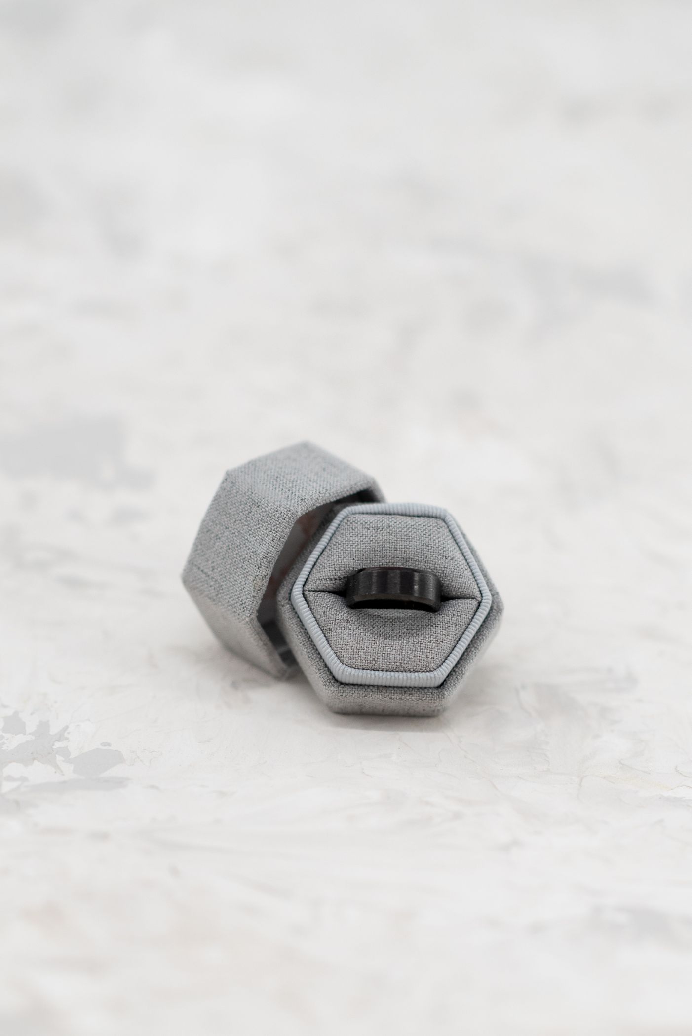 Hexagon Linen Ring Box - London Fog Grey image