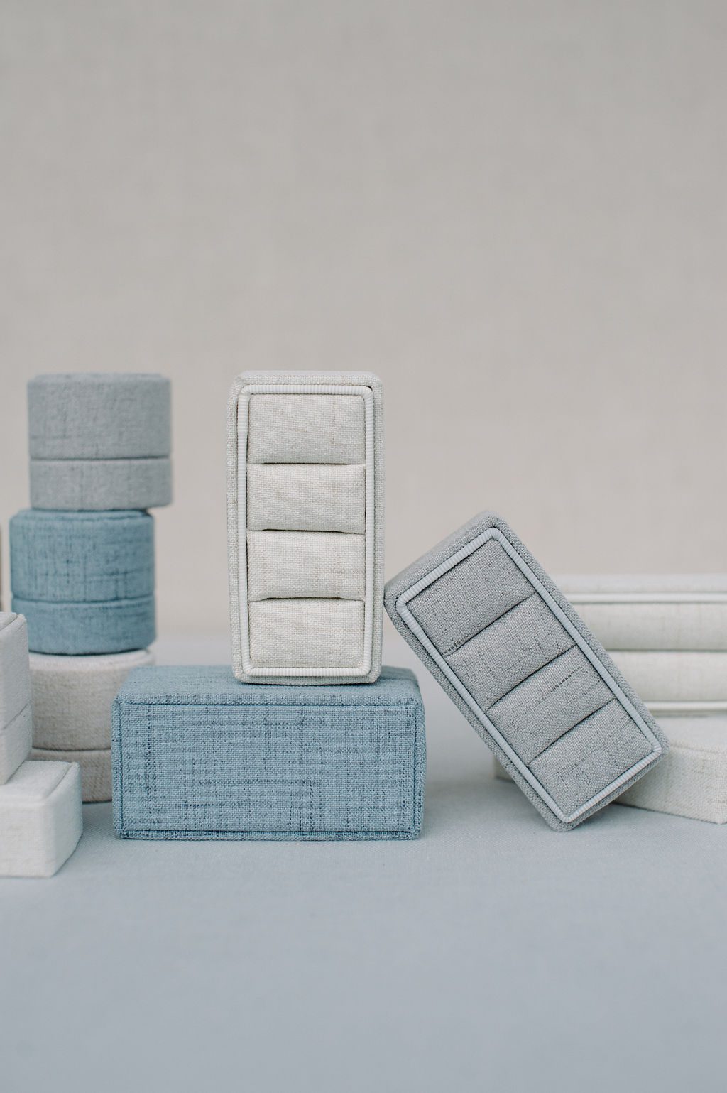 Rectangle Linen 3 Slot Ring Box image 6