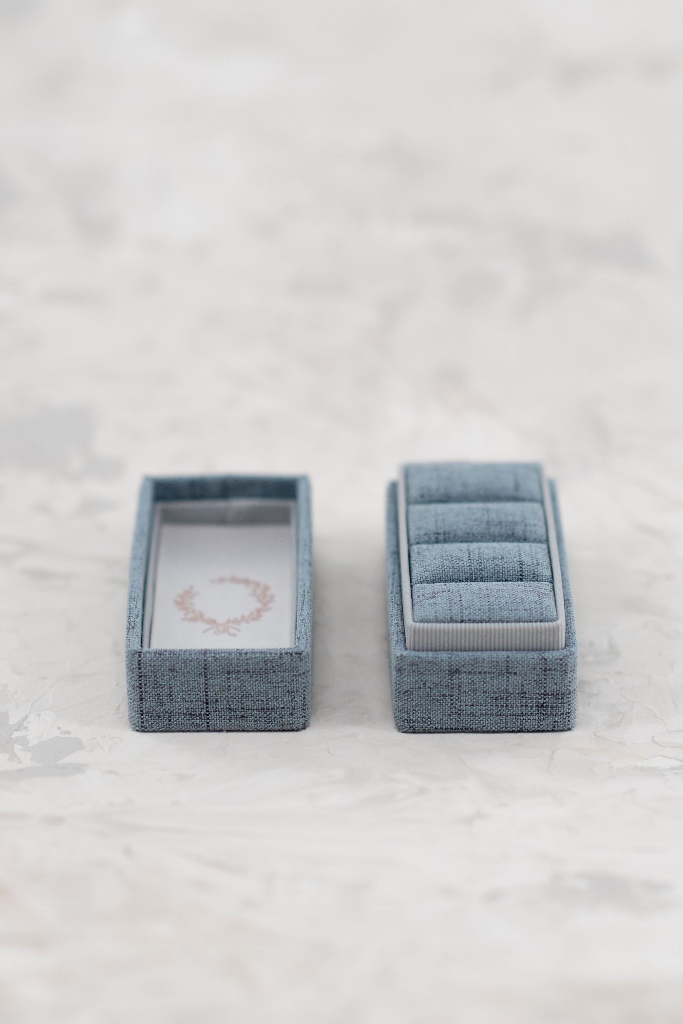 Rectangle Linen 3 Slot Ring Box image 3