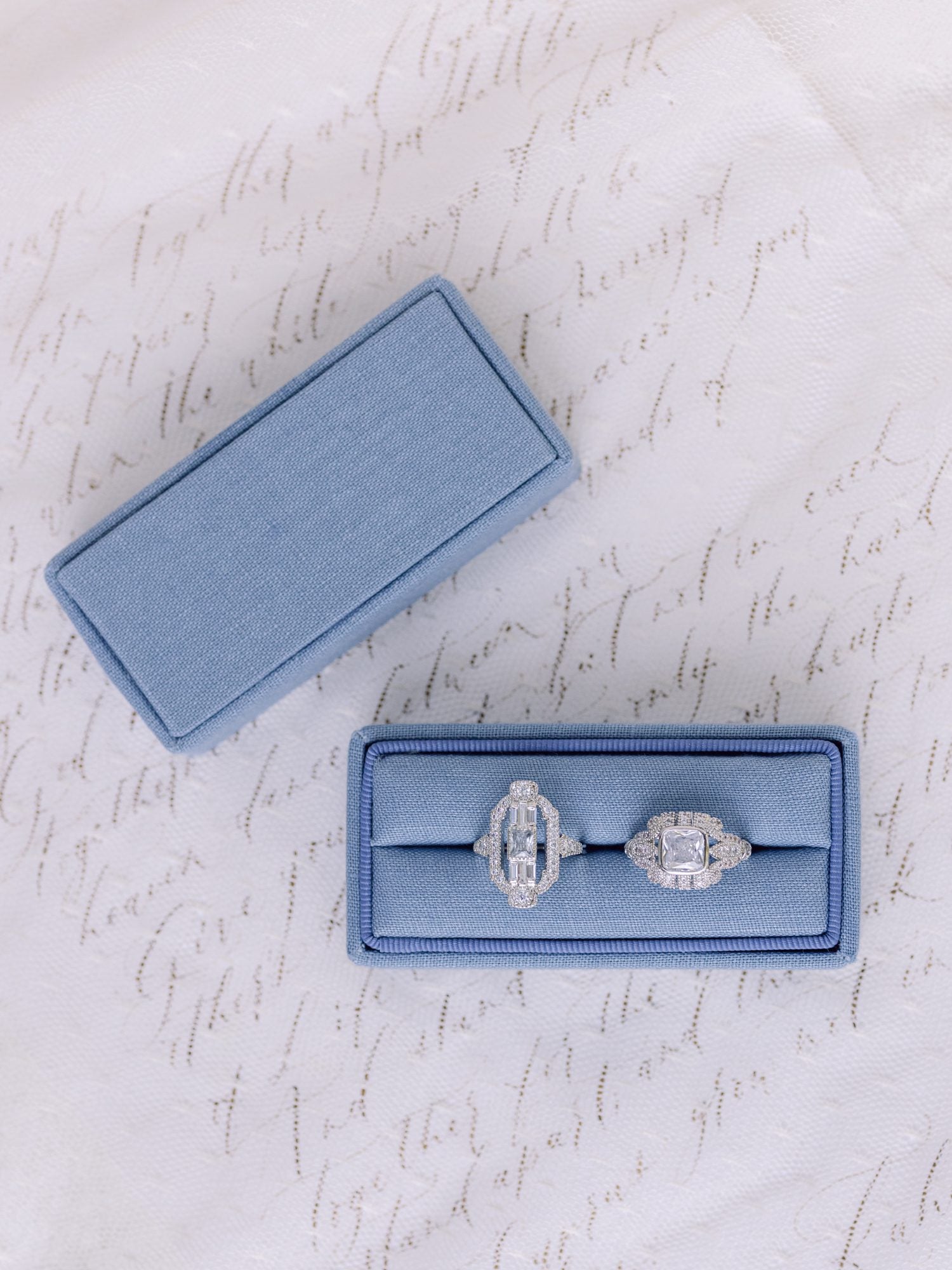 Rectangle Heritage Collection - Single Slot Jewelry Box - Periwinkle Linen image