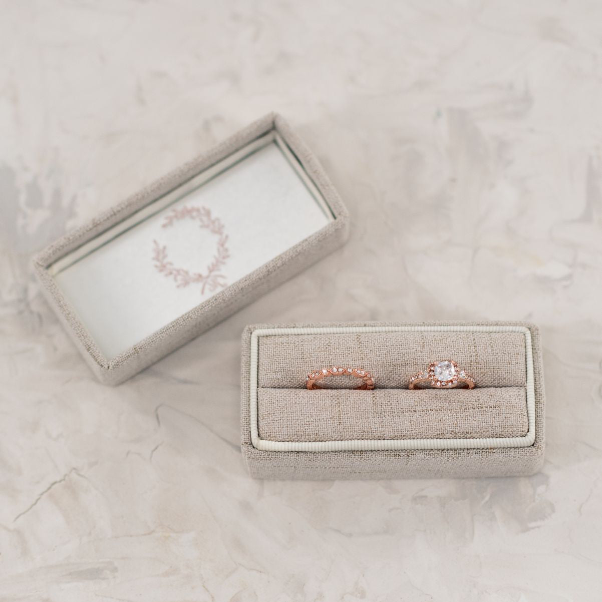 Rectangle Linen Single Slot Ring Box image 0