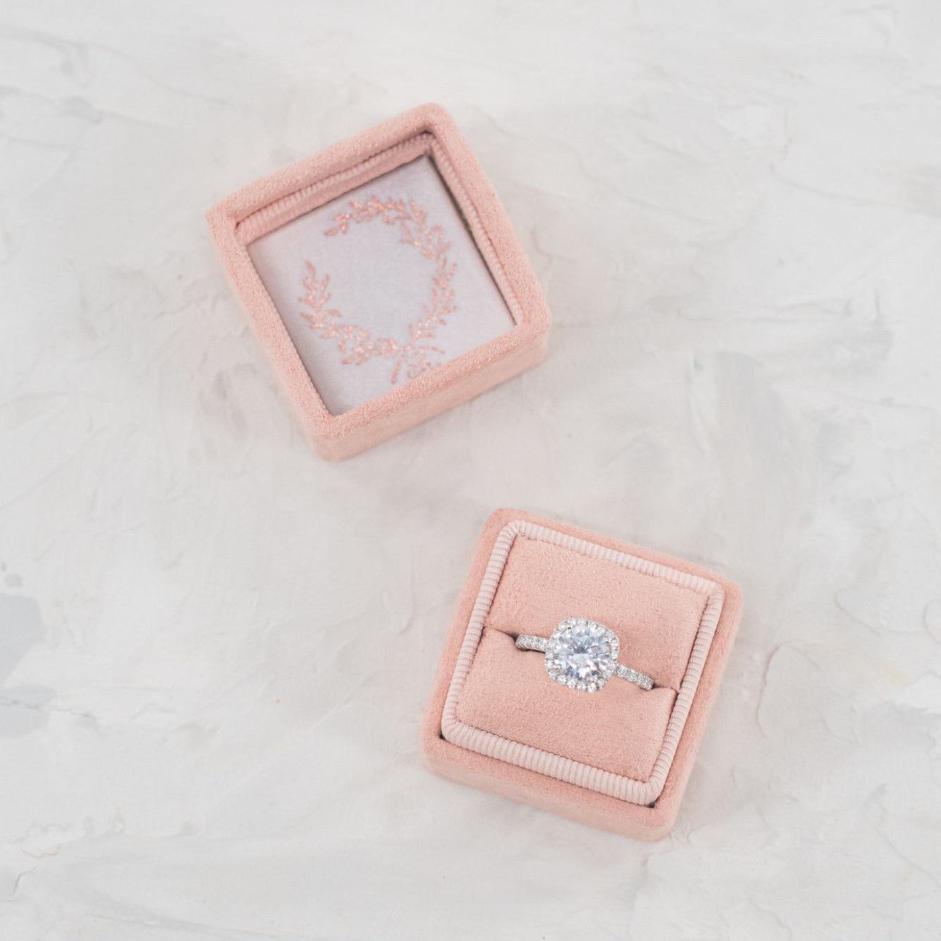 Square Suede Ring Box - Parisian Blush Light Pink image