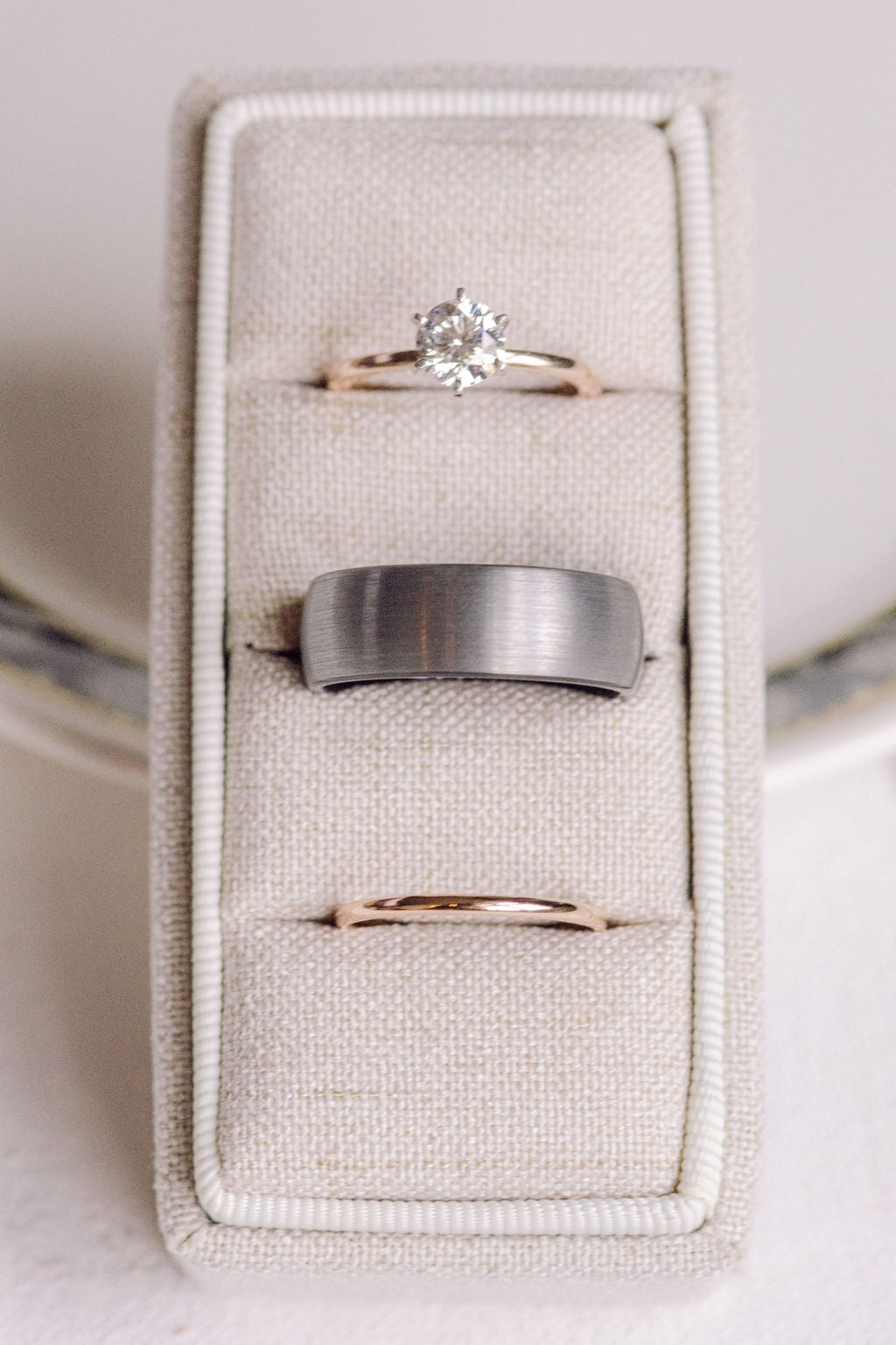 Original Linen Collection - Rectangle 3 Slot Ring Box
