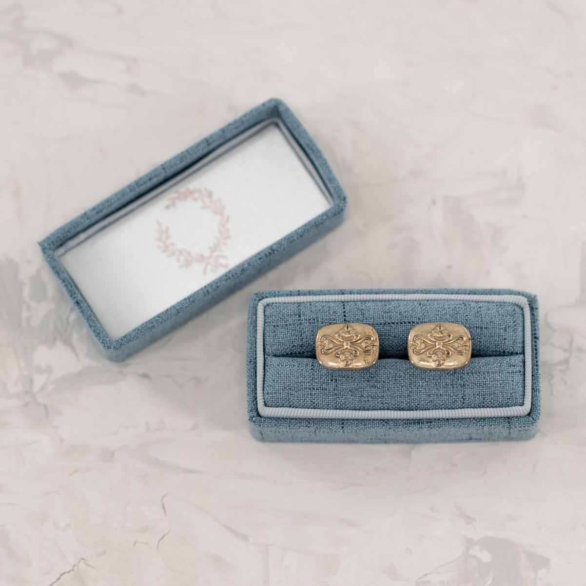 Rectangle Linen Single Slot Ring Box image 1