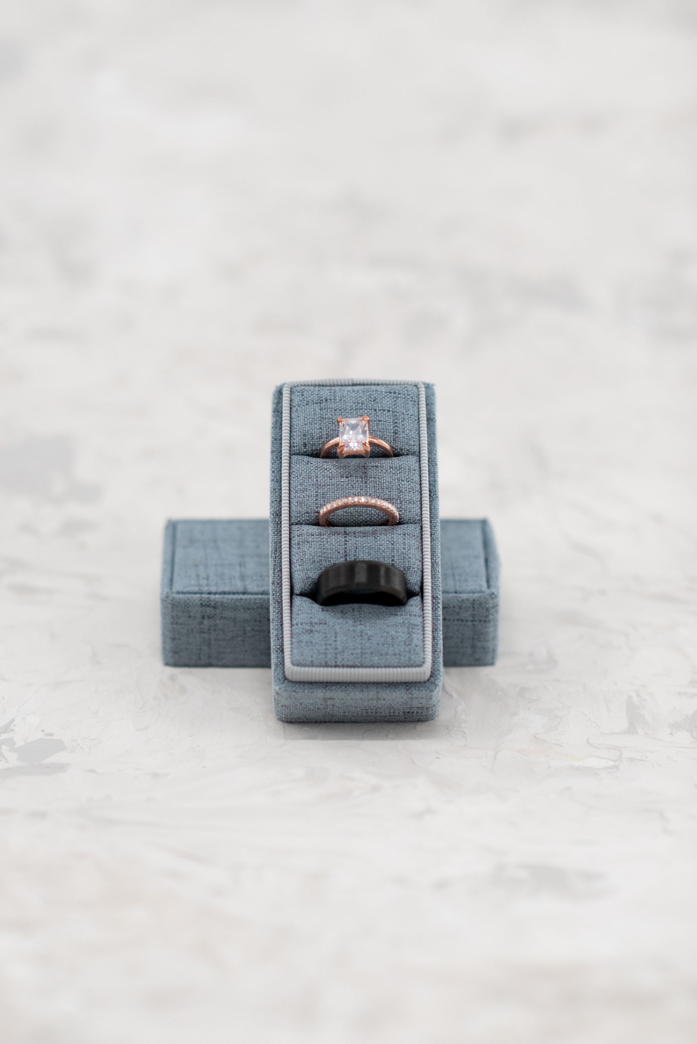 Rectangle Linen 3 Slot Ring Box image 0