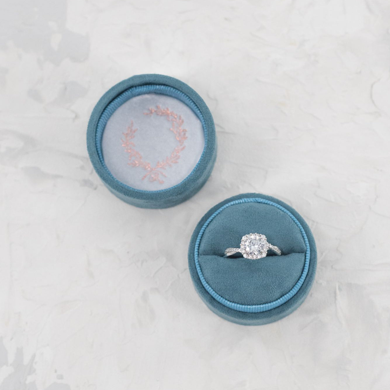 Circle Suede Ring Box - Dusty Blue image