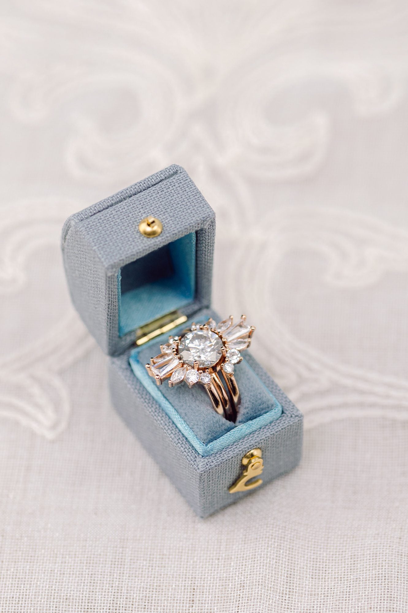Mini Rectangle Heritage Petite Box - Dusty Blue Linen image